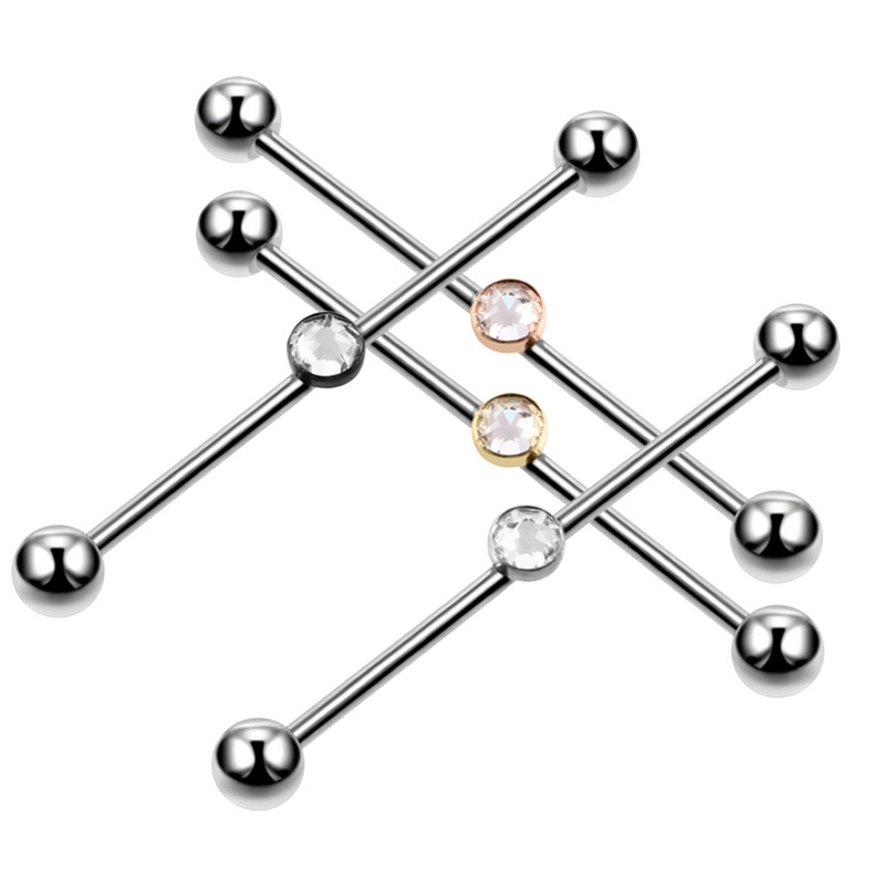 Divat 1PC G23 Titanium Crystal Gem ipari súlyzó fülbevaló piercing színes súlyzó test piercing ékszer 14g