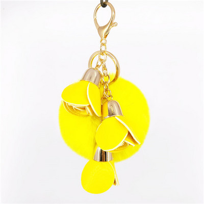 Minge drăguță cu pompon PU trandafiri Breloc din blană lucrat manual Genți Decorare pandantiv Brelocuri Bijuterii Ornamente Cadouri de aniversare pentru copii