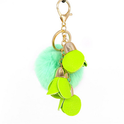 Minge drăguță cu pompon PU trandafiri Breloc din blană lucrat manual Genți Decorare pandantiv Brelocuri Bijuterii Ornamente Cadouri de aniversare pentru copii