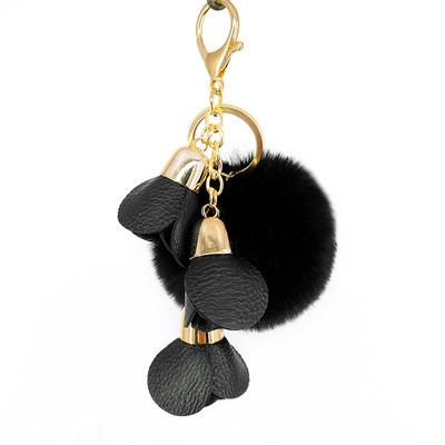 Minge drăguță cu pompon PU trandafiri Breloc din blană lucrat manual Genți Decorare pandantiv Brelocuri Bijuterii Ornamente Cadouri de aniversare pentru copii