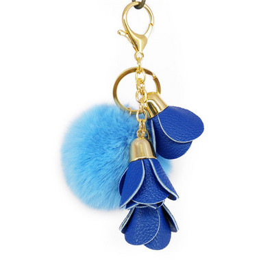 Minge drăguță cu pompon PU trandafiri Breloc din blană lucrat manual Genți Decorare pandantiv Brelocuri Bijuterii Ornamente Cadouri de aniversare pentru copii