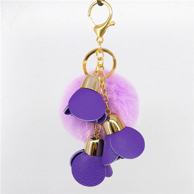 Minge drăguță cu pompon PU trandafiri Breloc din blană lucrat manual Genți Decorare pandantiv Brelocuri Bijuterii Ornamente Cadouri de aniversare pentru copii