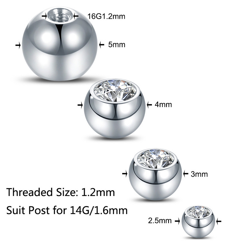 5 buc titan, filet intern și extern, piercing pentru piercing pentru piercing, bilă, buză, sprânceană, nas, limbă, ureche, tragus, burtă