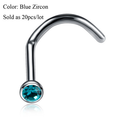 G23 piercing za zavrtanj za nos od titana Kristalni nariz piercing za pregradu Dragulj za iglu za nos Puno kostiju Naušnica za nosnice Piercing hrskavice