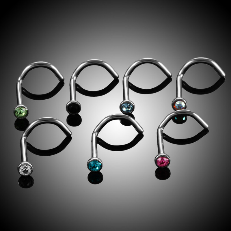 G23 piercing za zavrtanj za nos od titana Kristalni nariz piercing za pregradu Dragulj za iglu za nos Puno kostiju Naušnica za nosnice Piercing hrskavice