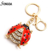 Breloc cu strasuri cu gărgăriță drăguță pentru femei, geantă de cristal emailat, breloc cu pandantiv, breloc pentru mașină, copii, prieteni, cadouri de aniversare