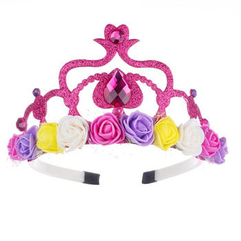 Cute Princess Hair Band Παιδικό πάρτι γενεθλίων Κορώνα Χρώμα Διχτυωτό Αφρός Λουλούδι Rhinestone Αξεσουάρ μαλλιών γενεθλίων