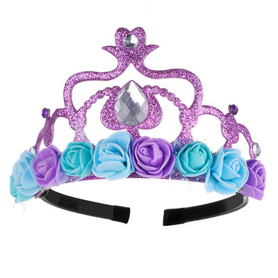 Cute prințesă bandă de păr petrecere de aniversare pentru copii culoare coroană plasă spumă flori strass ziua de naștere accesorii de păr