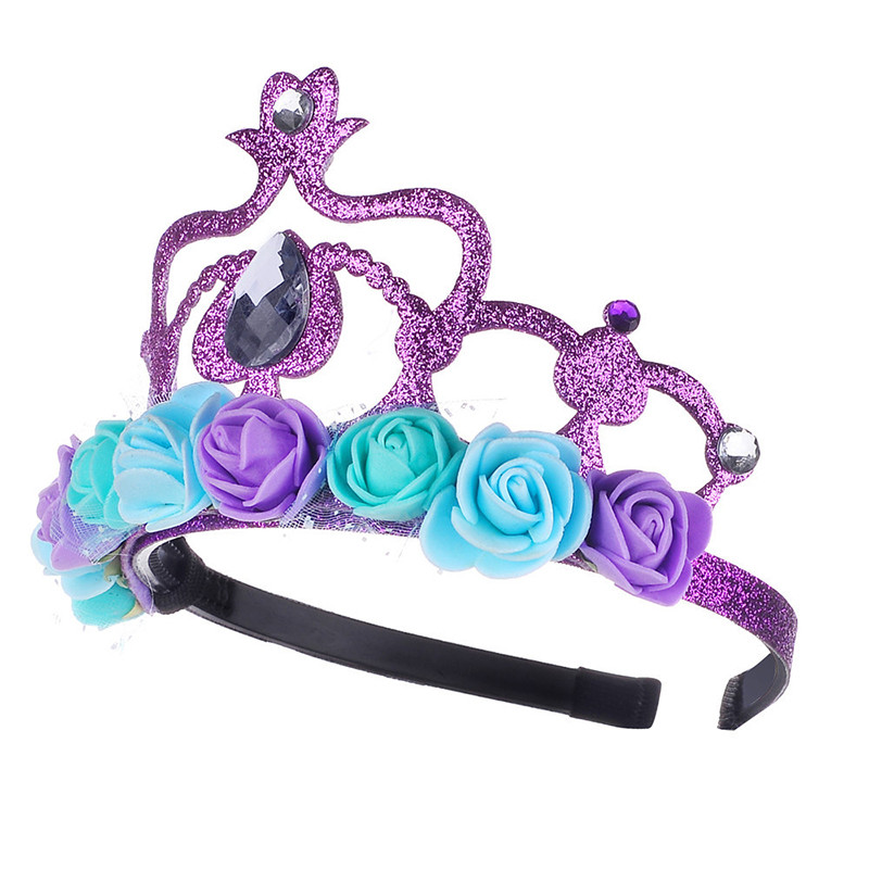 Cute prințesă bandă de păr petrecere de aniversare pentru copii culoare coroană plasă spumă flori strass ziua de naștere accesorii de păr