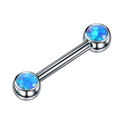 1PC Piercing din titan cu bară pentru limbă, cu fir intern, piercing Mamilo, piatră opală, piercing sexy pentru mamelon și bară, bijuterii pentru corp