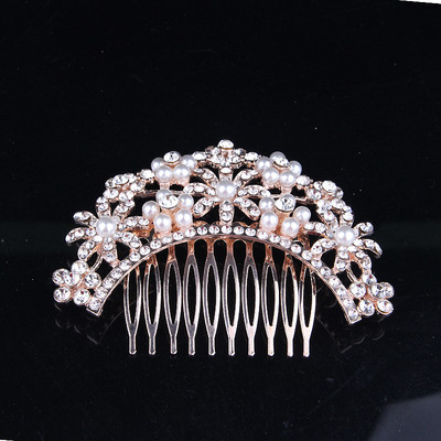 New Fashion Pearl Strass Rose Gold Pieptene pentru păr Bijuterii Coefică de mireasă Zi de naștere Nuntă Accesorii de păr lucrate manual