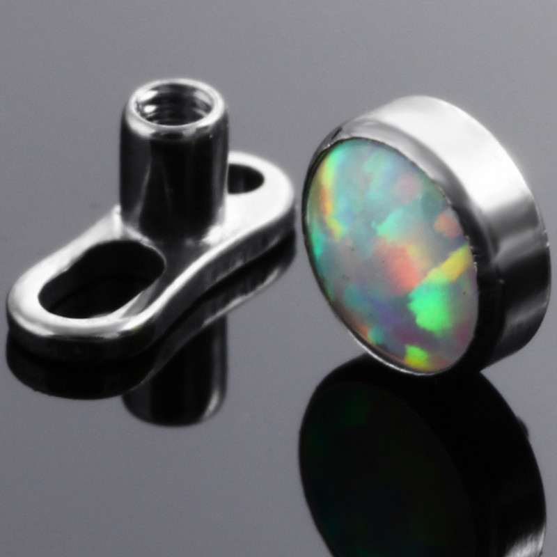 100% Titanium Fire Opal Micro Dermal Piercings Dermal Anchor Top s Titanium Base Kit Skin Diver Zamjenjivi vrhovi Nakit za tijelo