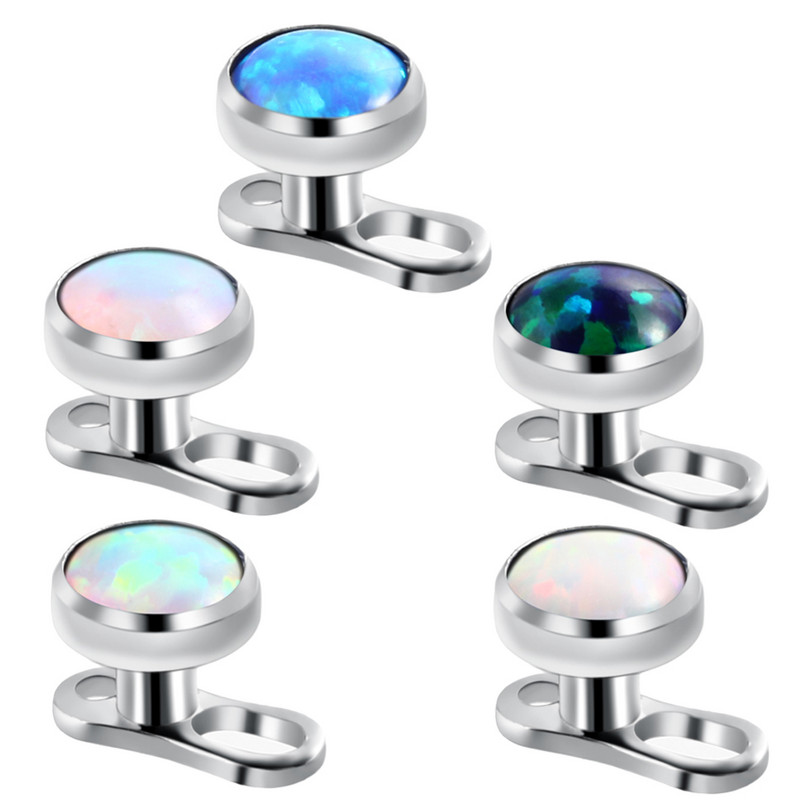 100% Titanium Fire Opal Micro Dermal Piercings Dermal Anchor Top s Titanium Base Kit Skin Diver Zamjenjivi vrhovi Nakit za tijelo