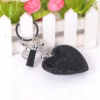 Pave Crystal Heart With Fur Rhinestone Handbag Charm Κρεμαστό Μπρελόκ Τσάντα Μπρελόκ Μπρελόκ Φούντα Μπρελόκ για Γυναικεία Δώρο