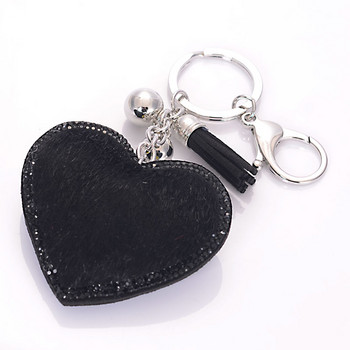 Pave Crystal Heart With Fur Rhinestone Handbag Charm Κρεμαστό Μπρελόκ Τσάντα Μπρελόκ Μπρελόκ Φούντα Μπρελόκ για Γυναικεία Δώρο