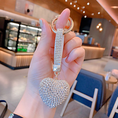 Elegants pilna kristāla sirds atslēgu piekariņš Micro bruģēts sarkans rhinestones romantisks mīļāko soma piekariņi auto atslēgu piekariņu turētājs rotaslietas mammai dāvana