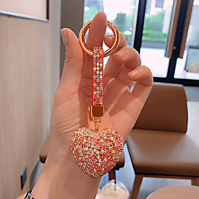 Elegants pilna kristāla sirds atslēgu piekariņš Micro bruģēts sarkans rhinestones romantisks mīļāko soma piekariņi auto atslēgu piekariņu turētājs rotaslietas mammai dāvana