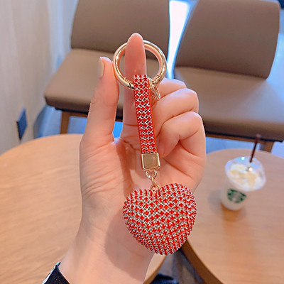 Elegants pilna kristāla sirds atslēgu piekariņš Micro bruģēts sarkans rhinestones romantisks mīļāko soma piekariņi auto atslēgu piekariņu turētājs rotaslietas mammai dāvana