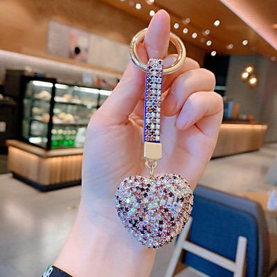 Elegants pilna kristāla sirds atslēgu piekariņš Micro bruģēts sarkans rhinestones romantisks mīļāko soma piekariņi auto atslēgu piekariņu turētājs rotaslietas mammai dāvana