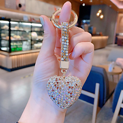 Elegants pilna kristāla sirds atslēgu piekariņš Micro bruģēts sarkans rhinestones romantisks mīļāko soma piekariņi auto atslēgu piekariņu turētājs rotaslietas mammai dāvana
