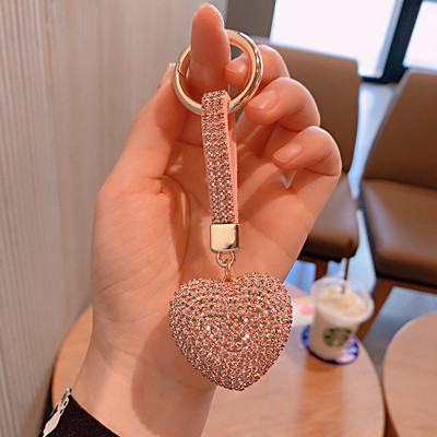 Elegants pilna kristāla sirds atslēgu piekariņš Micro bruģēts sarkans rhinestones romantisks mīļāko soma piekariņi auto atslēgu piekariņu turētājs rotaslietas mammai dāvana