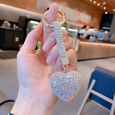 Elegants pilna kristāla sirds atslēgu piekariņš Micro bruģēts sarkans rhinestones romantisks mīļāko soma piekariņi auto atslēgu piekariņu turētājs rotaslietas mammai dāvana