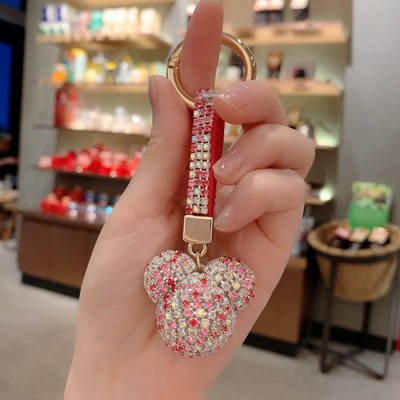 Elegants pilna kristāla sirds atslēgu piekariņš Micro bruģēts sarkans rhinestones romantisks mīļāko soma piekariņi auto atslēgu piekariņu turētājs rotaslietas mammai dāvana