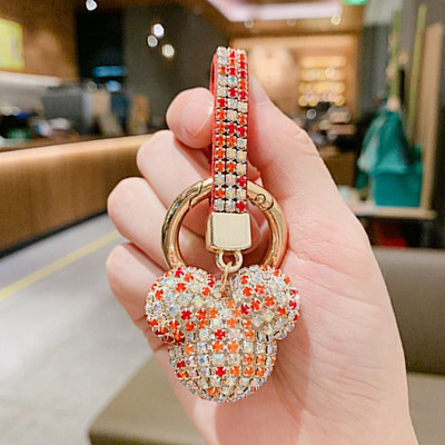 Elegants pilna kristāla sirds atslēgu piekariņš Micro bruģēts sarkans rhinestones romantisks mīļāko soma piekariņi auto atslēgu piekariņu turētājs rotaslietas mammai dāvana