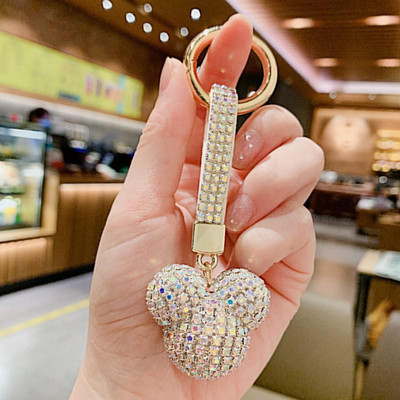 Elegants pilna kristāla sirds atslēgu piekariņš Micro bruģēts sarkans rhinestones romantisks mīļāko soma piekariņi auto atslēgu piekariņu turētājs rotaslietas mammai dāvana