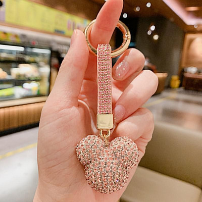 Elegants pilna kristāla sirds atslēgu piekariņš Micro bruģēts sarkans rhinestones romantisks mīļāko soma piekariņi auto atslēgu piekariņu turētājs rotaslietas mammai dāvana