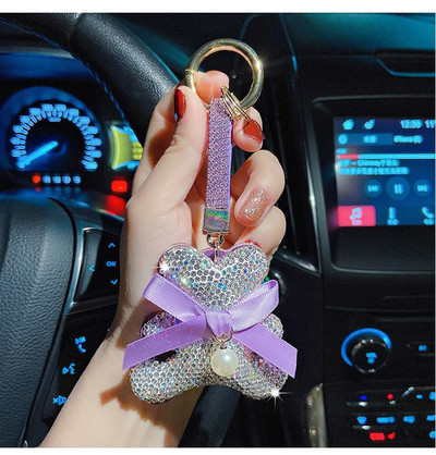 Elegants pilna kristāla sirds atslēgu piekariņš Micro bruģēts sarkans rhinestones romantisks mīļāko soma piekariņi auto atslēgu piekariņu turētājs rotaslietas mammai dāvana
