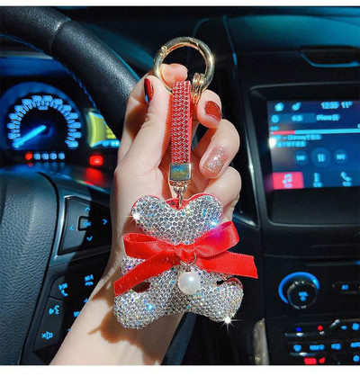 Elegants pilna kristāla sirds atslēgu piekariņš Micro bruģēts sarkans rhinestones romantisks mīļāko soma piekariņi auto atslēgu piekariņu turētājs rotaslietas mammai dāvana