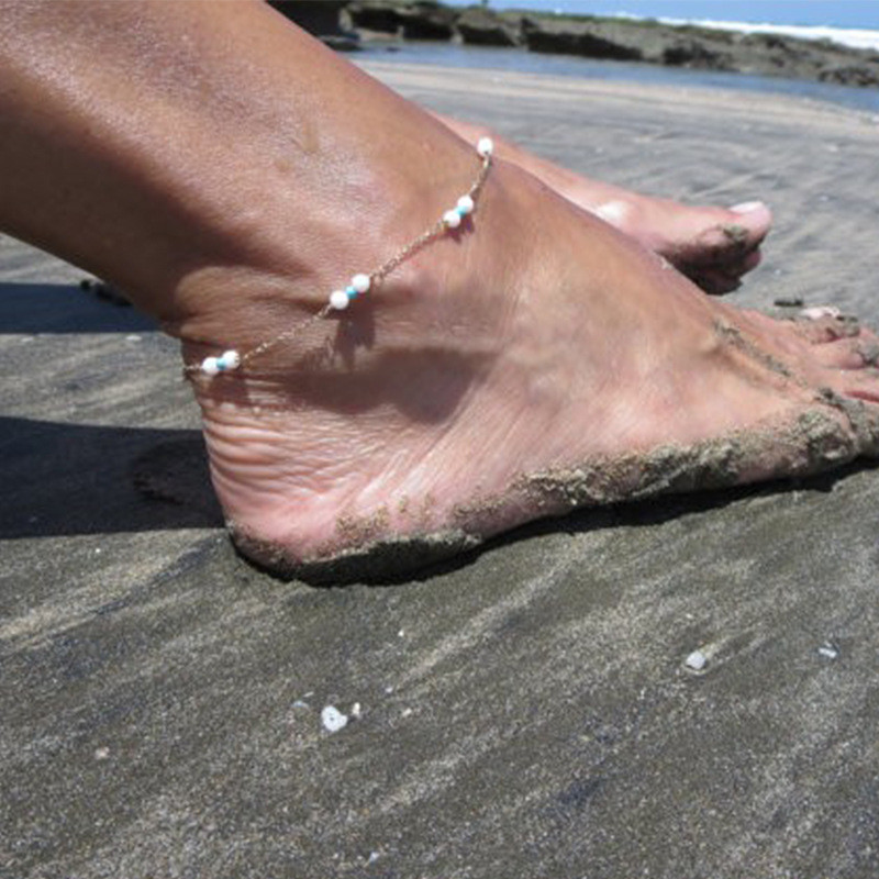 Huitan Shell margele gleznele pentru femei farmec de stele de mare stil boemia margele albastre lanțuri de glezne brățări cadou vară plajă bijuterii fierbinți