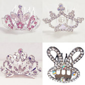 Сребърен цвят Кристал Сватбен гребен Аксесоари за булката Тиара Принцеса Бижута за коса