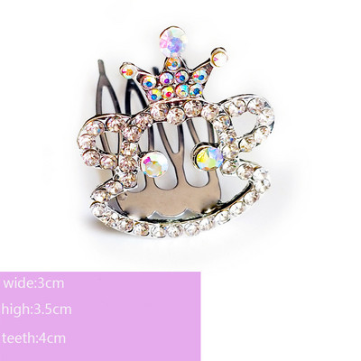 Сребърен цвят Кристал Сватбен гребен Аксесоари за булката Тиара Принцеса Бижута за коса