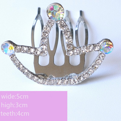 Сребърен цвят Кристал Сватбен гребен Аксесоари за булката Тиара Принцеса Бижута за коса