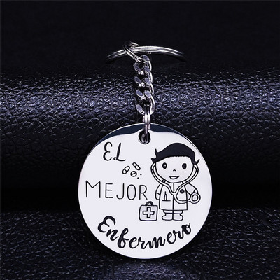 Breloc Sobrina din oțel inoxidabil pentru familie, breloc rotund pentru femei, nepoată spaniolă, lanțuri chei bijuterii, acero inoxidable, joyeria mujer K3688S01