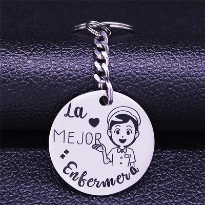 Breloc Sobrina din oțel inoxidabil pentru familie, breloc rotund pentru femei, nepoată spaniolă, lanțuri chei bijuterii, acero inoxidable, joyeria mujer K3688S01