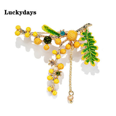 Xingyunday primăvară email verde frunze mimoza plante broșe pentru femei fete moda femeie accesoriu