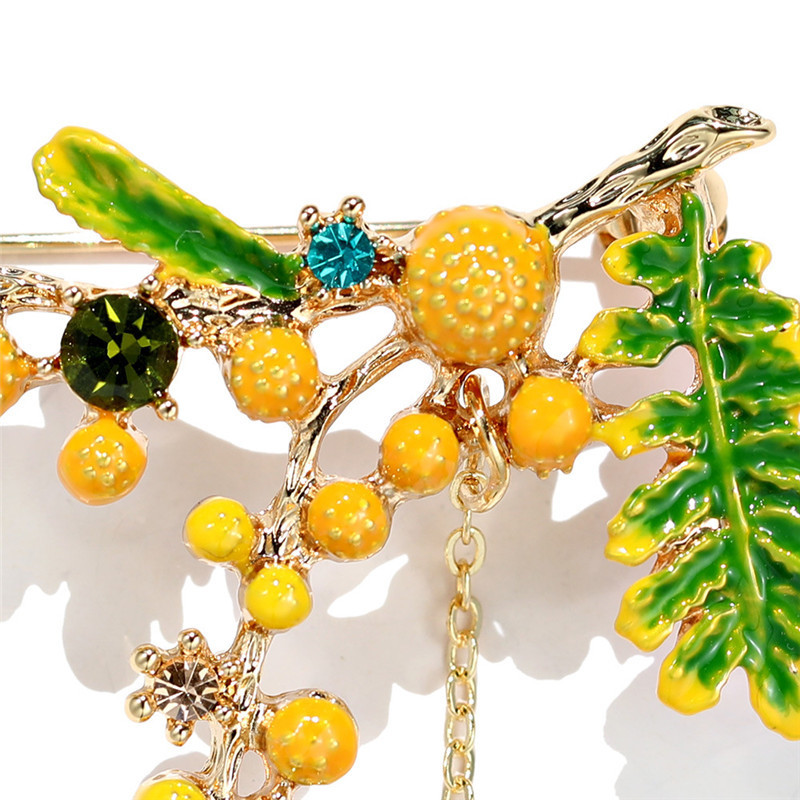 Xingyunday primăvară email verde frunze mimoza plante broșe pentru femei fete moda femeie accesoriu
