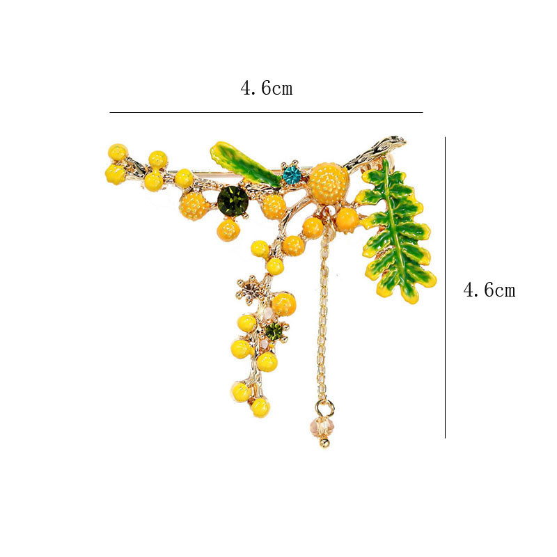 Xingyunday primăvară email verde frunze mimoza plante broșe pentru femei fete moda femeie accesoriu