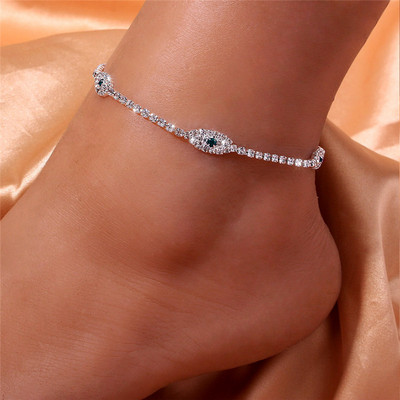 Huitan Personality Eye Anklet Narukvica s lancem od kamenčića Luksuzni umetak Zeleno/bijelo CZ Modne ljetne sandale za bosu nogu Nakit