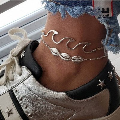 Huitan Boho Shell bokalánc nőknek Ocean Animal Charm Nyári Strand láb Kiegészítők Boka karkötő mezítláb a lábon Lánc ékszerek