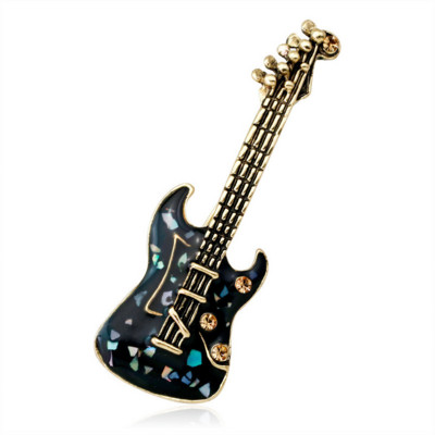 Mini chitară vintage broșe emailate punk rock creativ instrument muzical ace broșe femei bărbați haine guler insignă bijuterii