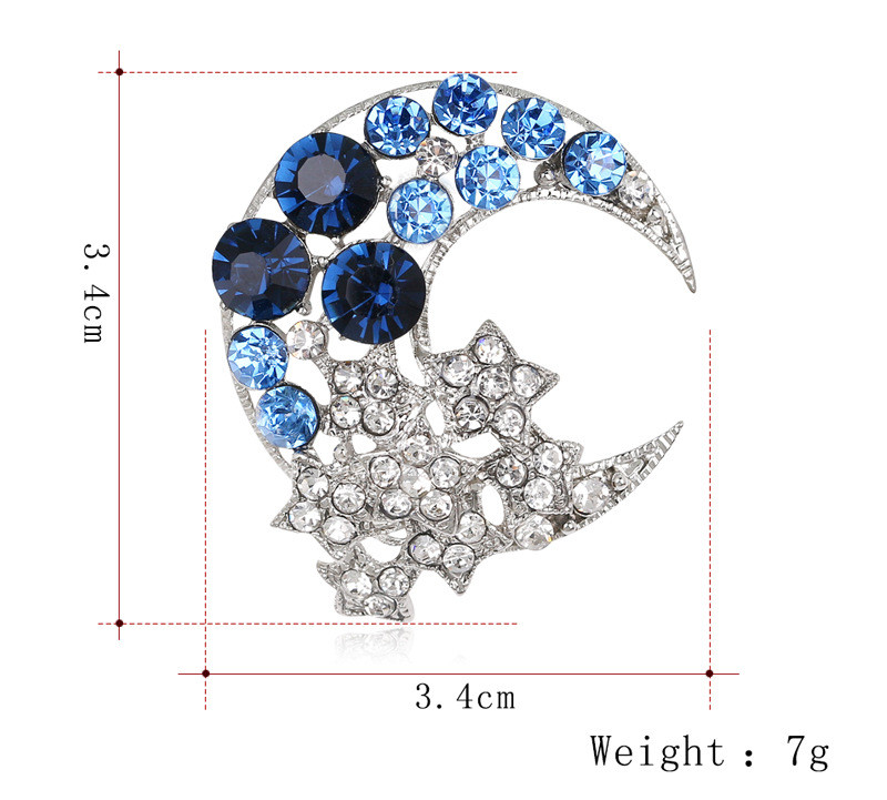 Broșă de lună strălucitoare pentru femei, bijuterii pentru petrecere, violet albastru, broșe cu strasuri, ace pentru costum, accesorii de modă