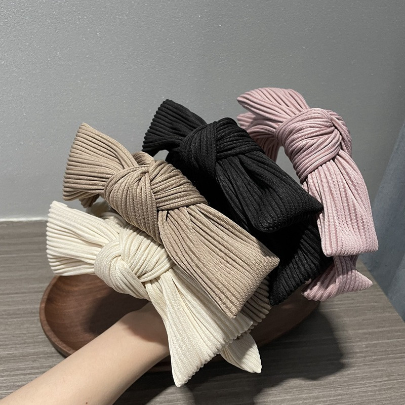 Coreeană New Fashion Femei Bentiță Big Bowknot Hairband Casual Elegant Headwear Turban de primăvară Accesorii pentru păr laterale late