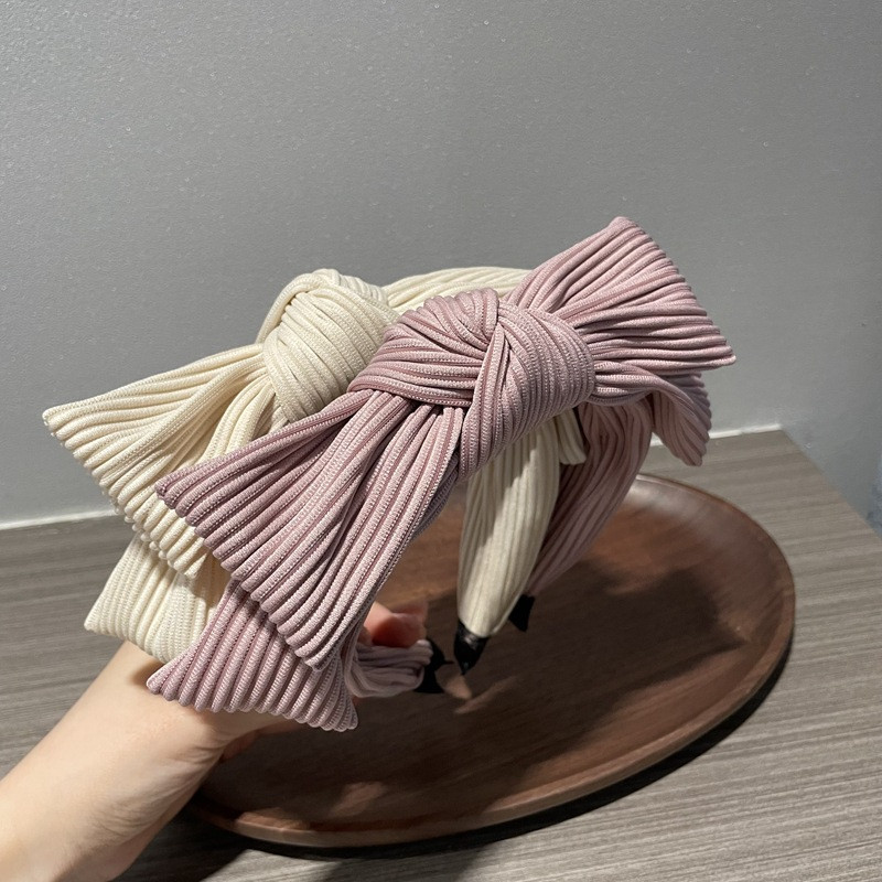 Coreeană New Fashion Femei Bentiță Big Bowknot Hairband Casual Elegant Headwear Turban de primăvară Accesorii pentru păr laterale late