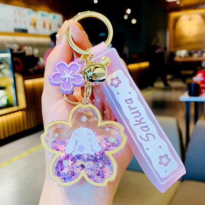Breloc cu nisipuri mișcătoare din metal acrilic, drăguț, cu flori de cireș, cadou mic creativ, telefon mobil, ghiozdan, remorcă pentru mașină.