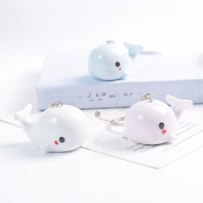 Aranyos bálna delfin kulcstartó tengeri állat Kawaii kulcstartó autóhoz kulcstartó kiegészítők férfi női páros táska kerámia ékszerek