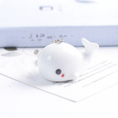 Breloc drăguț cu delfin balenă, animal marin Kawaii, breloc pentru breloc de mașină, accesorii, bărbați, femei, geantă de cuplu, bijuterii din ceramică